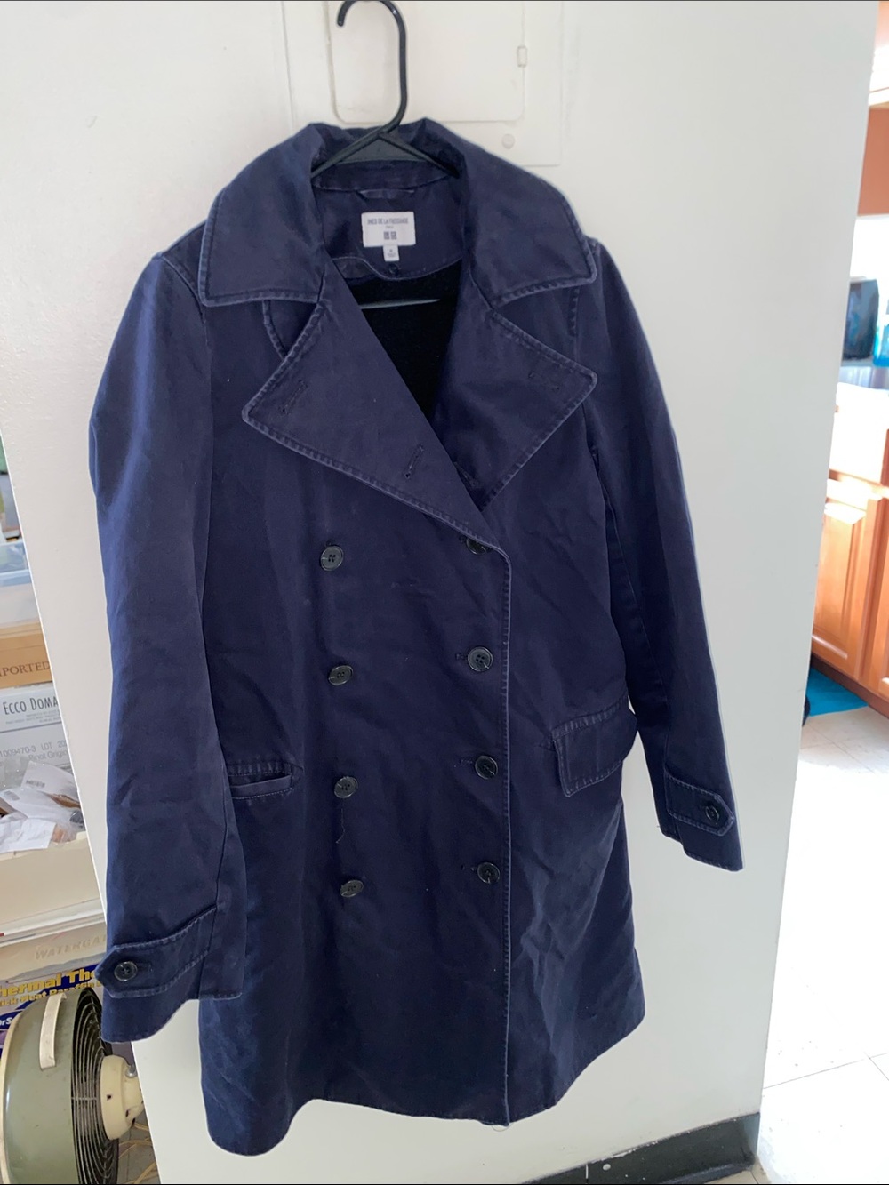 Uniqlo Ines de la fressange Navy Double-Breasted Trench Coat M